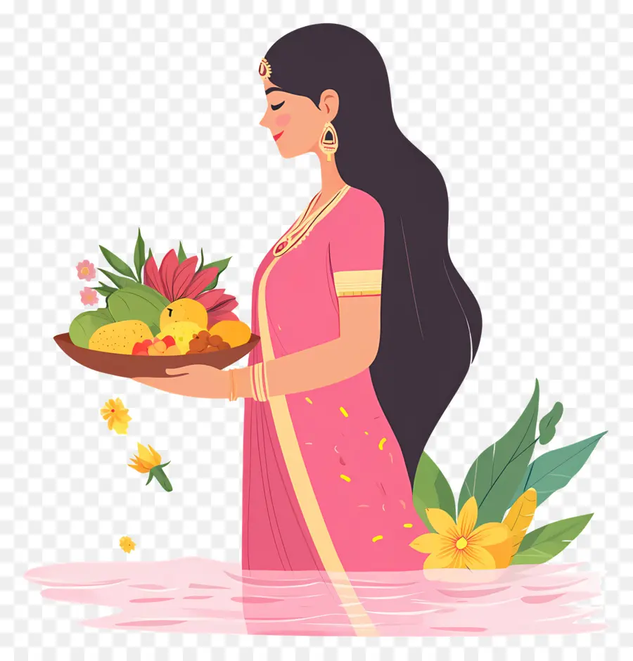 Chhath Puja，Wanita Dengan Keranjang Buah PNG