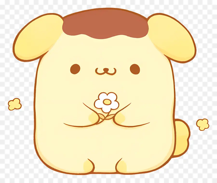 Pompompurin，Anjing Kuning Dengan Bunga PNG