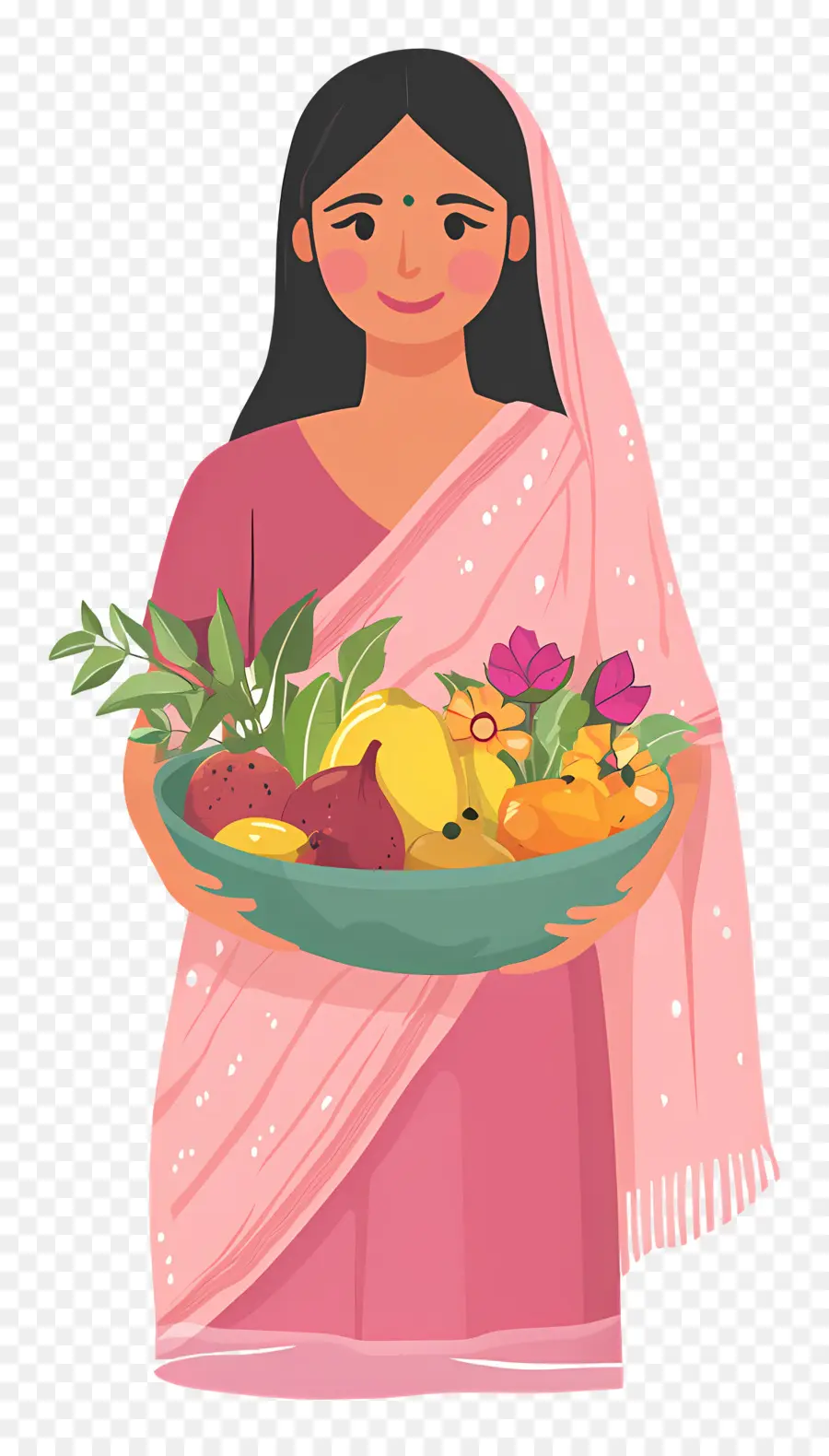 Chhath Puja，Wanita Dengan Keranjang Buah PNG