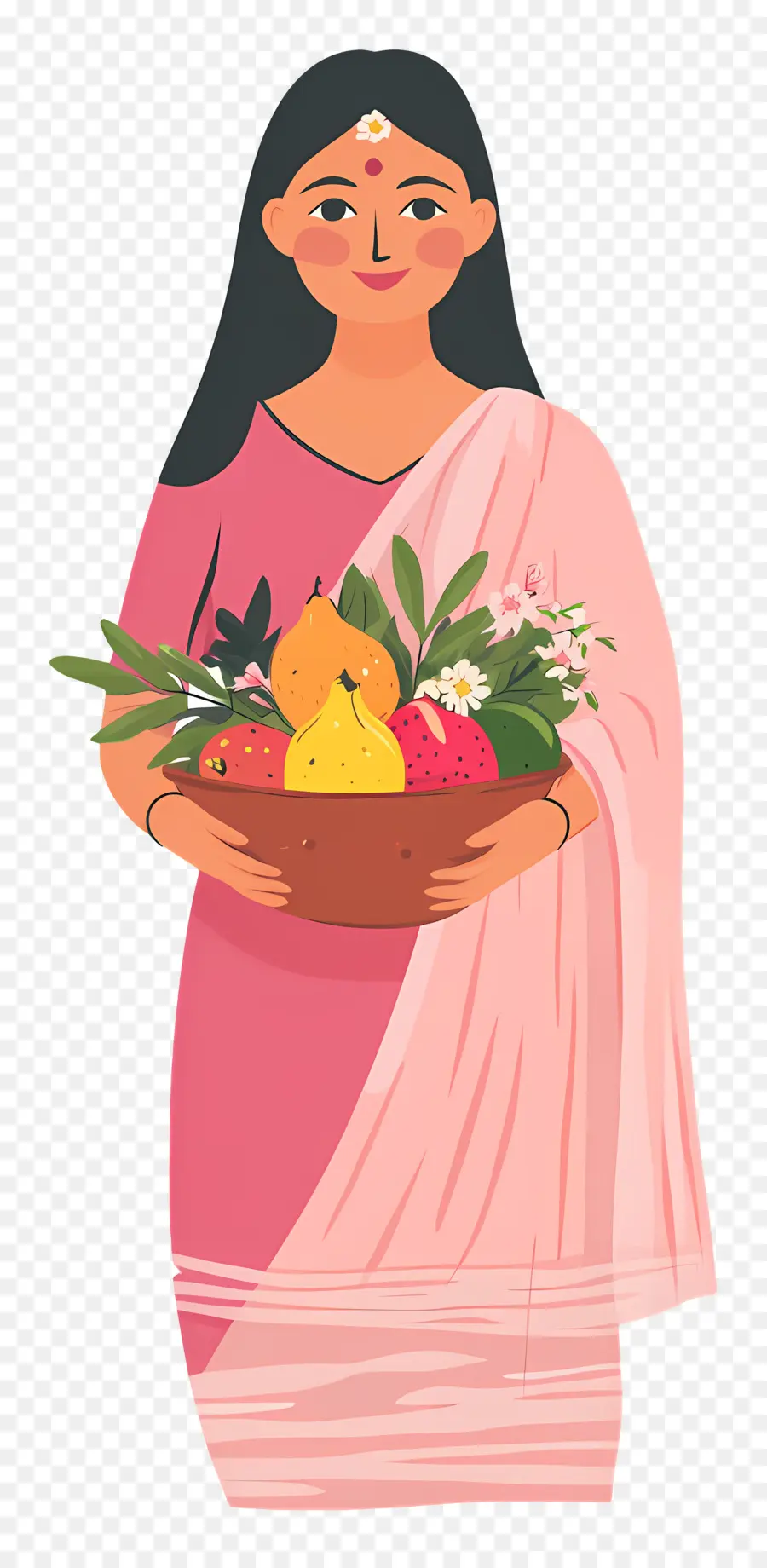 Chhath Puja，Wanita Dengan Keranjang Buah PNG