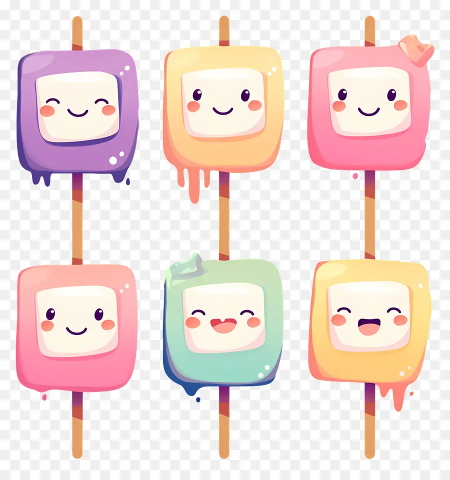 Marshmallow Yang Lucu，Tusuk Sate Marshmallow Berwarna Warni PNG