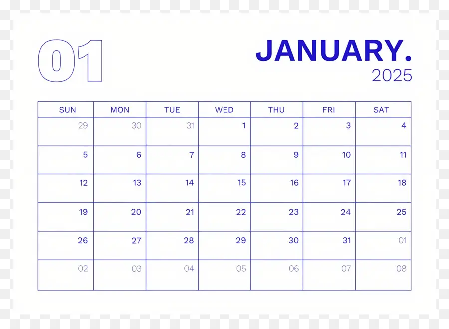 Kalender Januari 2025，Tanggal PNG