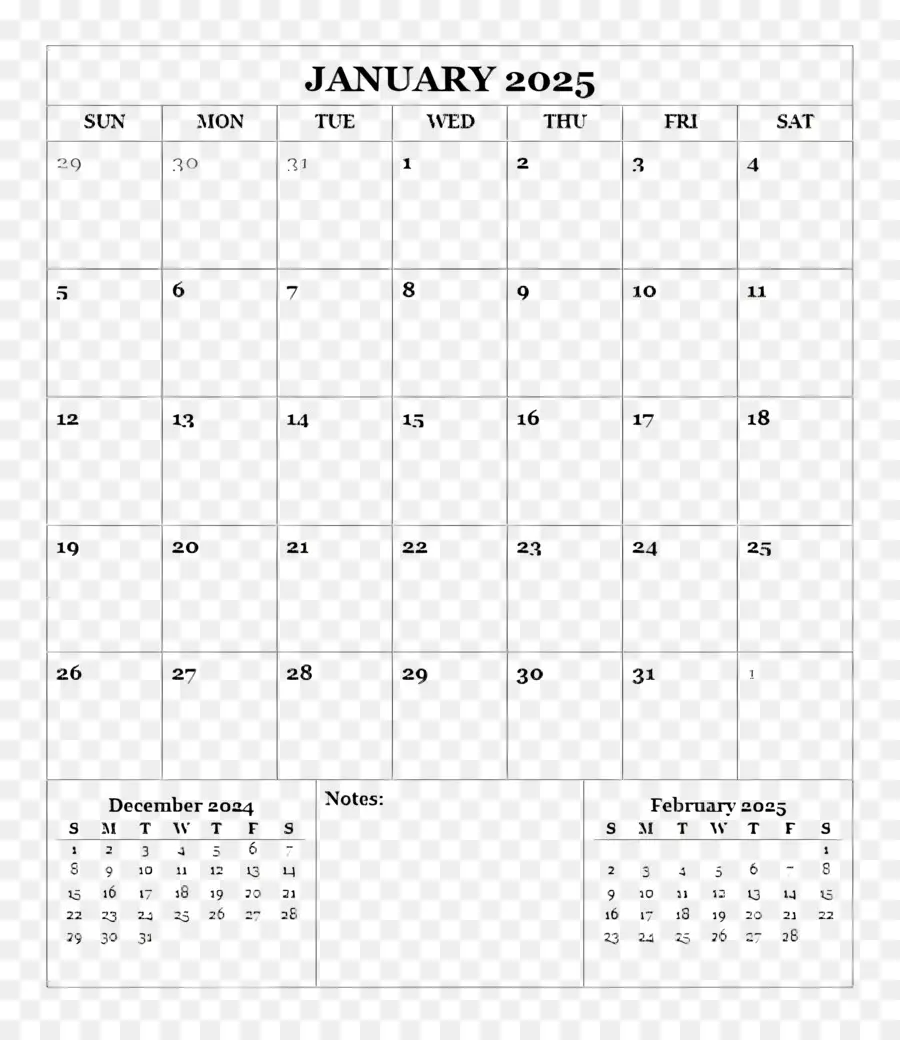 Kalender Januari 2025，Catatan PNG