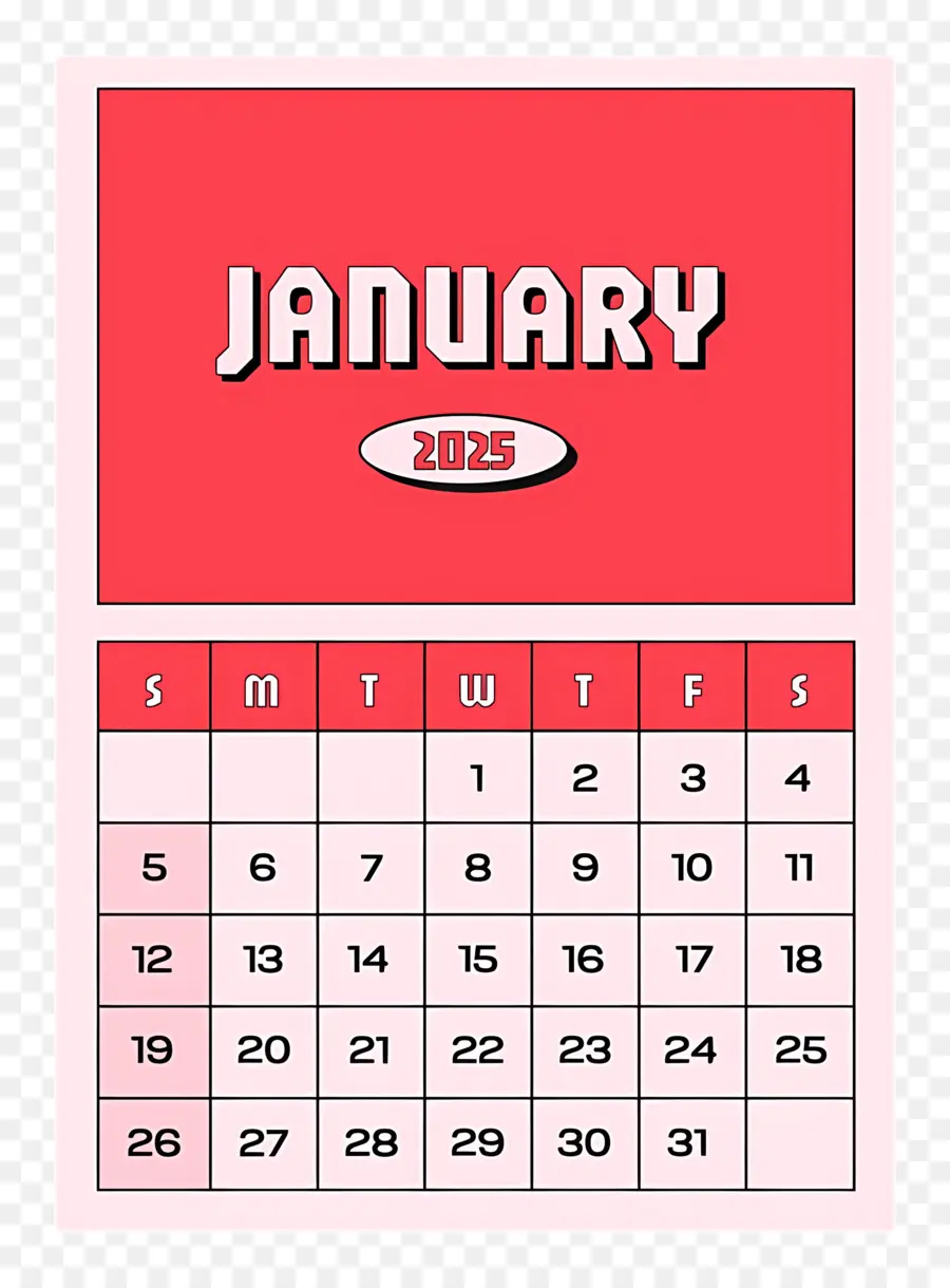 Kalender Januari 2025，Tanggal PNG