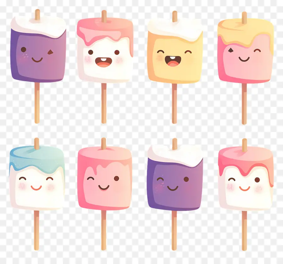 Marshmallow Yang Lucu，Tusuk Sate Marshmallow Persegi PNG