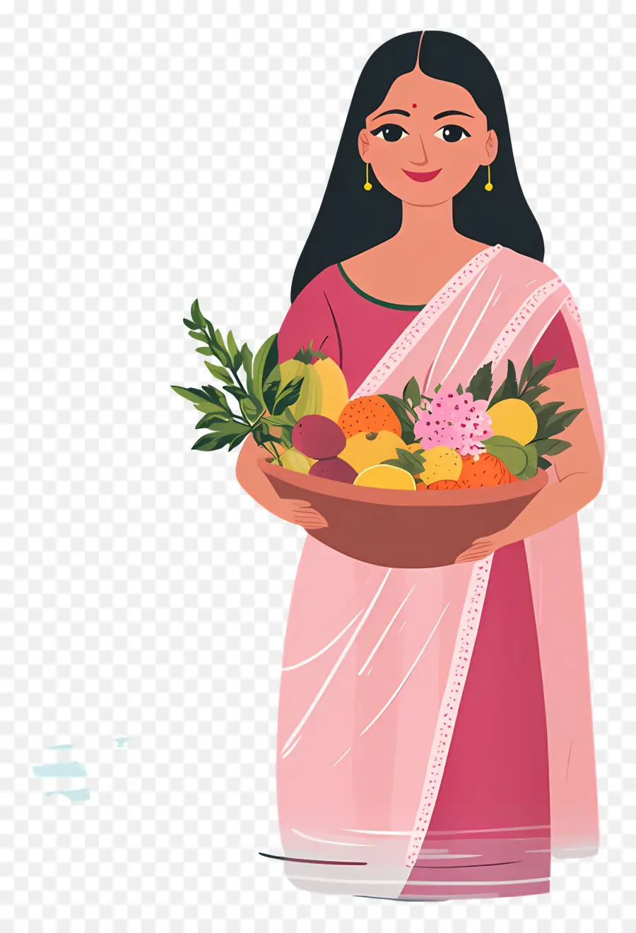 Chhath Puja，Wanita Dengan Keranjang Buah PNG