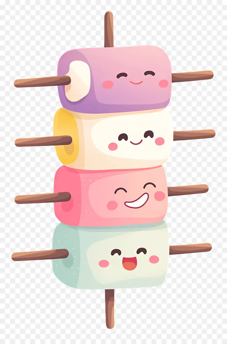 Marshmallow Yang Lucu，Tusuk Sate Marshmallow Vertikal PNG