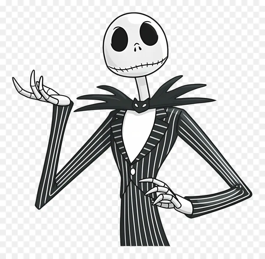 Jack Skellington，Karakter Kerangka Dalam Setelan Bergaris PNG