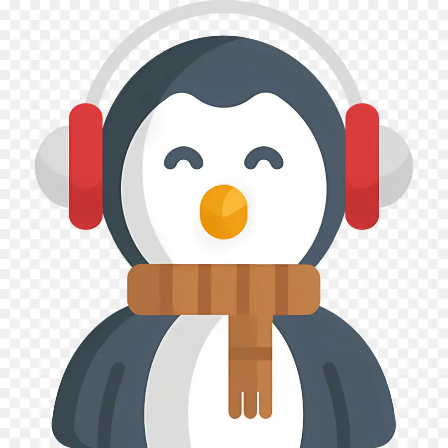 Penguin Natal，Penguin Dengan Headphone PNG