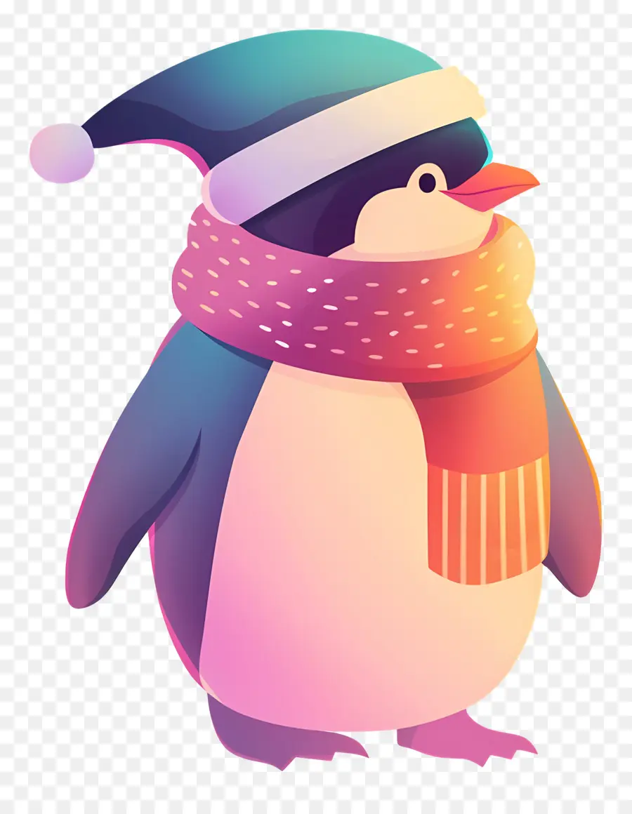 Pinguin Natal，Penguin Dengan Syal PNG