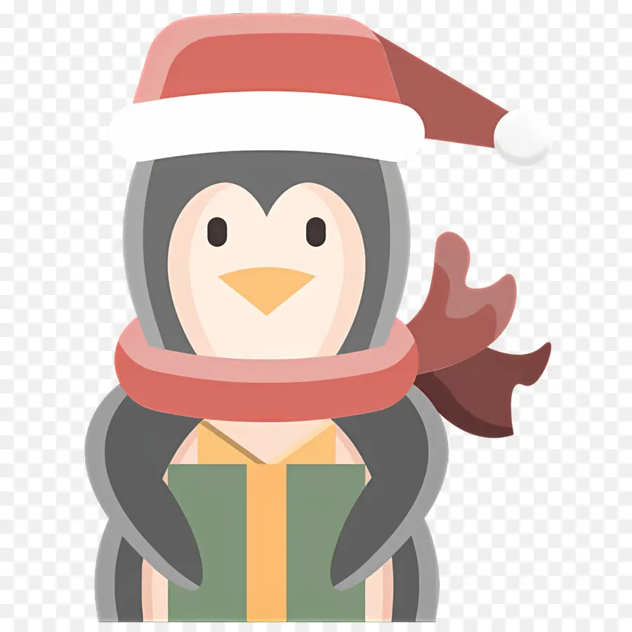 Penguin Natal，Penguin Dengan Topi Santa PNG