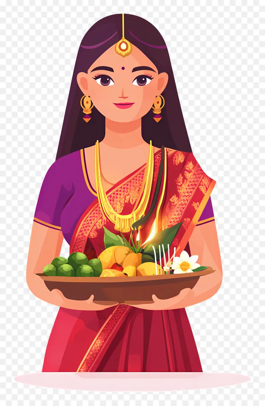 Chhath Puja，Wanita Dengan Keranjang Buah PNG