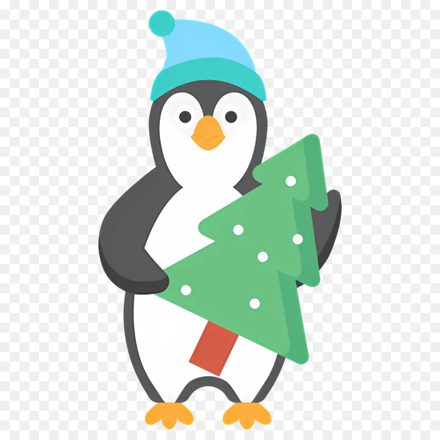 Penguin Natal，Penguin Dengan Pohon Natal PNG