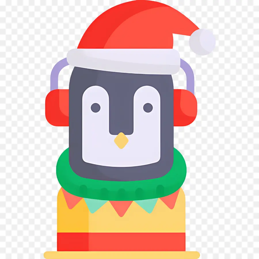 Penguin Natal，Penguin Dengan Topi Santa PNG