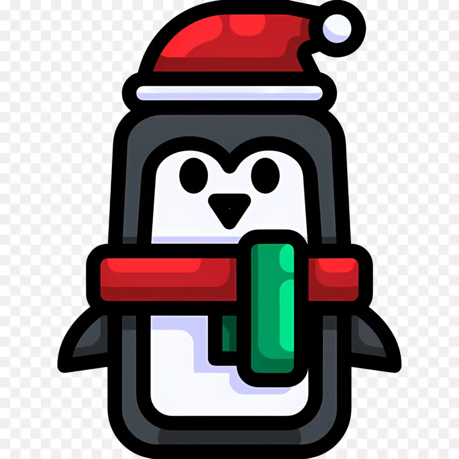 Penguin Natal，Penguin Dengan Topi Santa PNG