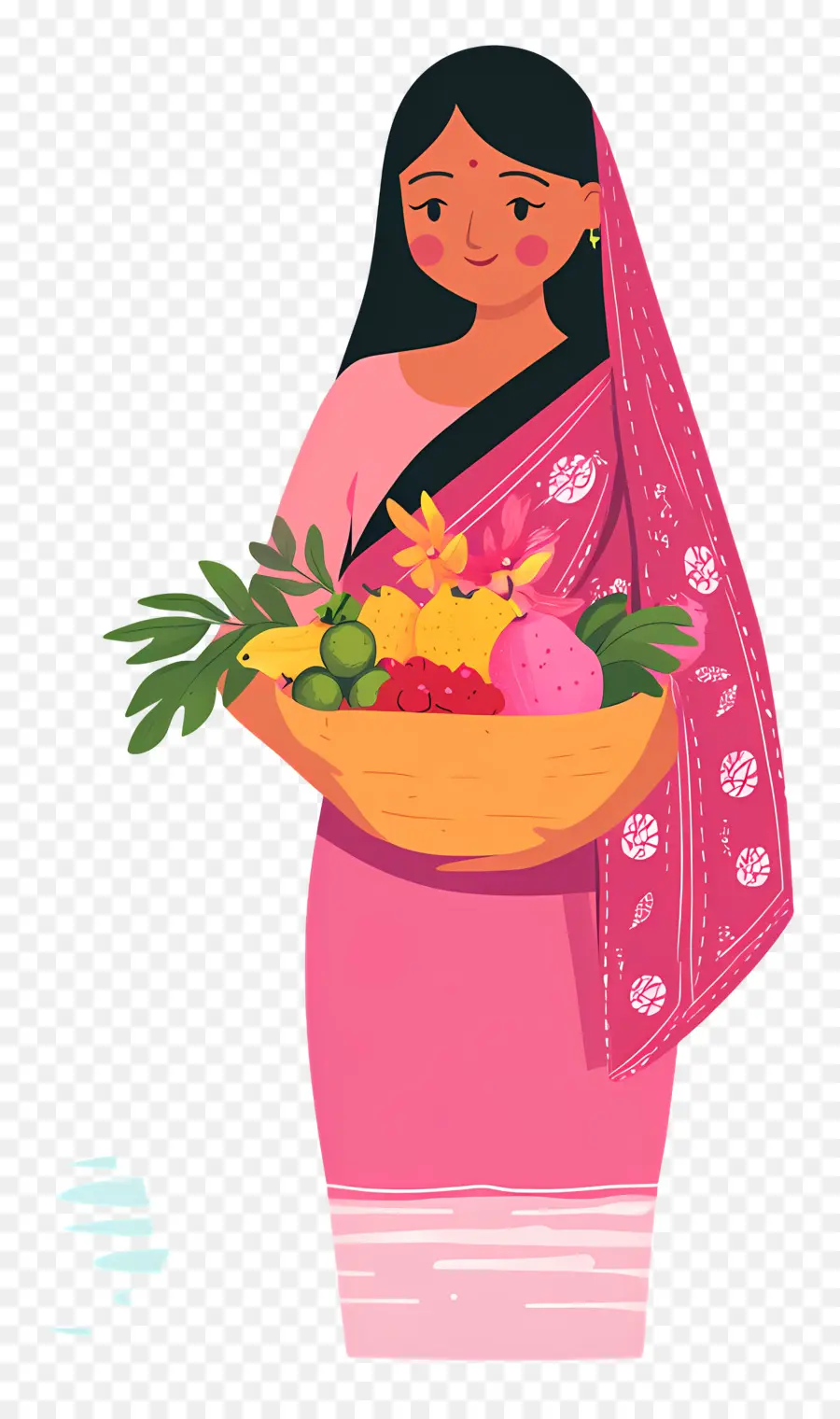 Chhath Puja，Wanita Dengan Keranjang Buah PNG