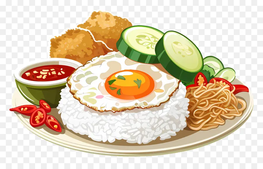 Nasi Lemak，Nasi Dengan Telur Goreng PNG