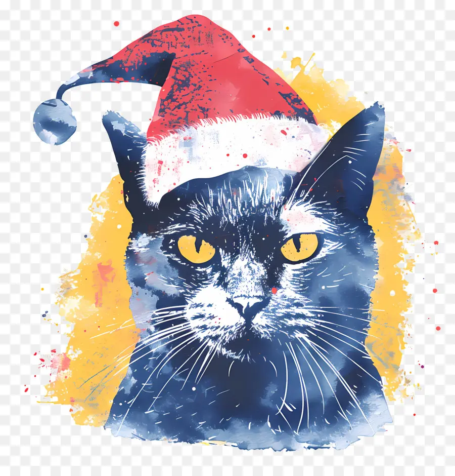 Kucing Natal，Kucing Dengan Topi Santa PNG