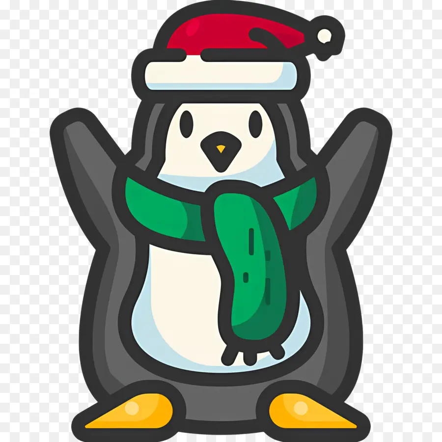 Penguin Natal，Penguin Dengan Topi Santa PNG