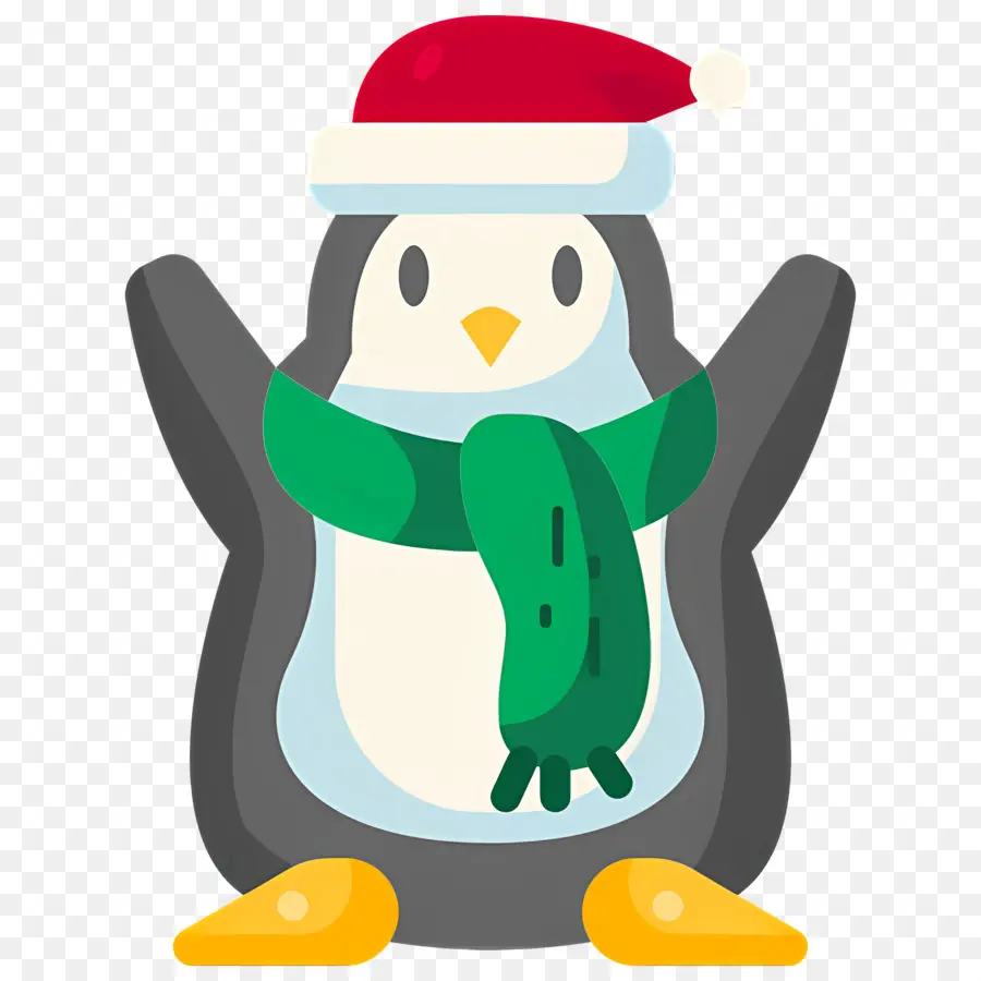 Penguin Natal，Penguin Dengan Topi Santa PNG