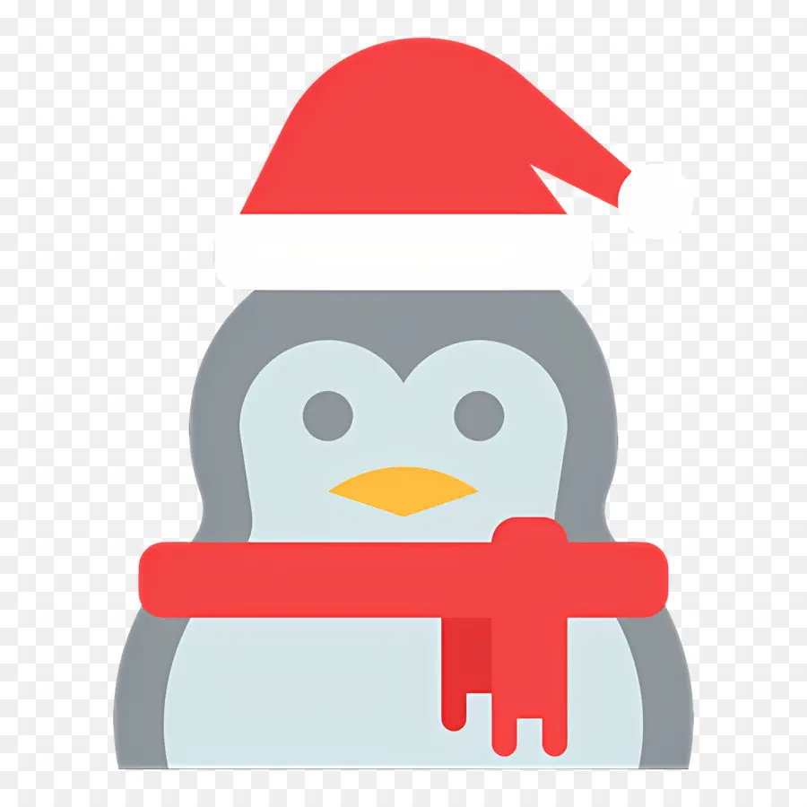 Penguin Natal，Penguin Dengan Topi Santa PNG