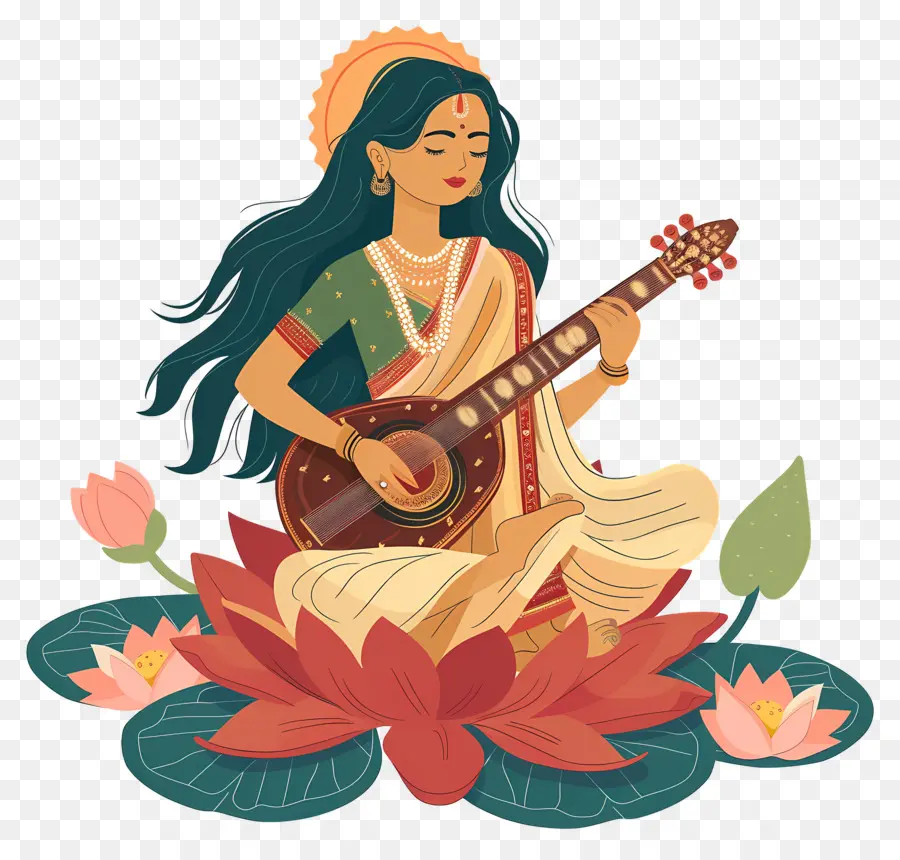 Vasant Panchami，Dewi Saraswati PNG