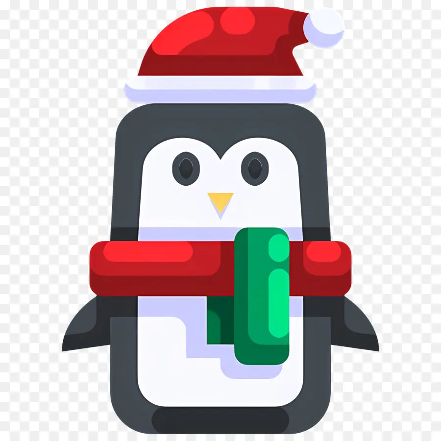 Penguin Natal，Penguin Dengan Topi Santa PNG