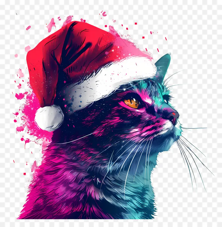 Kucing Natal，Kucing Dengan Topi Santa PNG