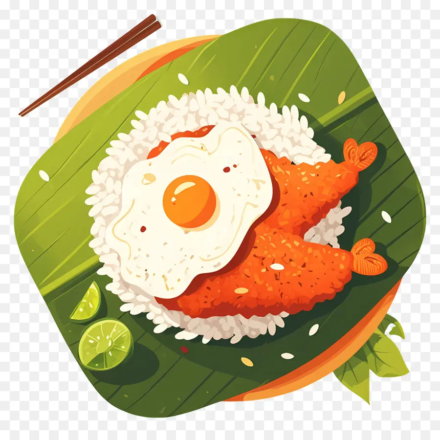 Nasi Lemak，Nasi Dan Ayam Di Daun Pisang PNG