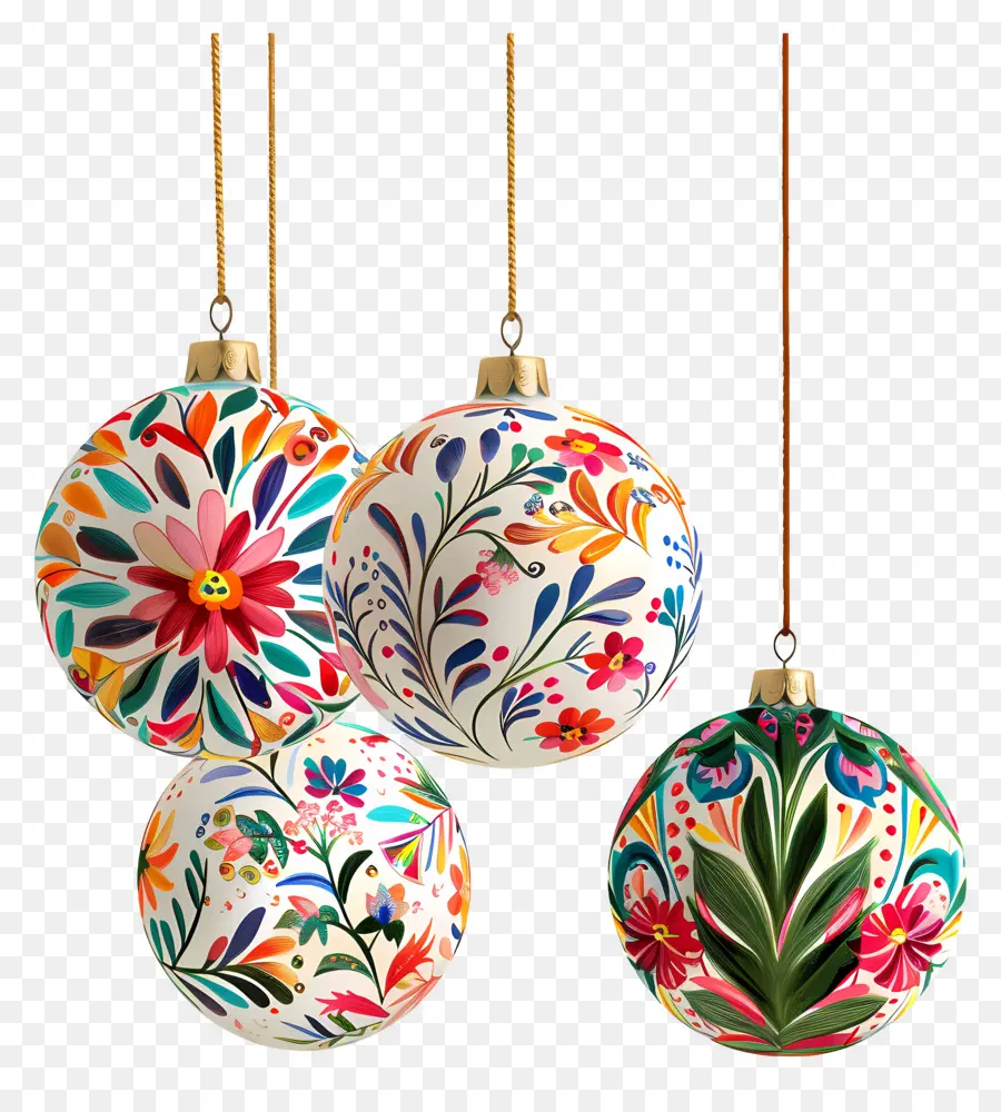 Ornamen Bola Bunga，Ornamen Bunga Berwarna Warni PNG