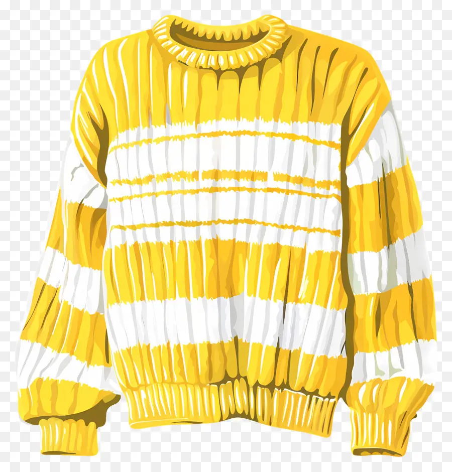 Sweter，Sweater Bergaris Kuning PNG