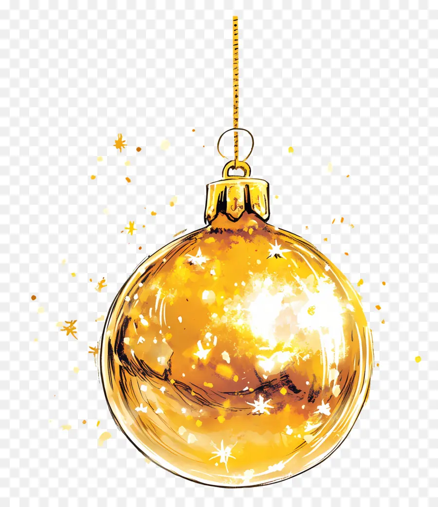 Emas Natal，Ornamen Bola Emas PNG