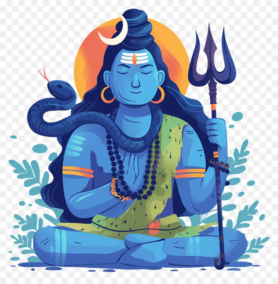 Maha Shivaratri，Dewa Biru Dengan Trisula PNG