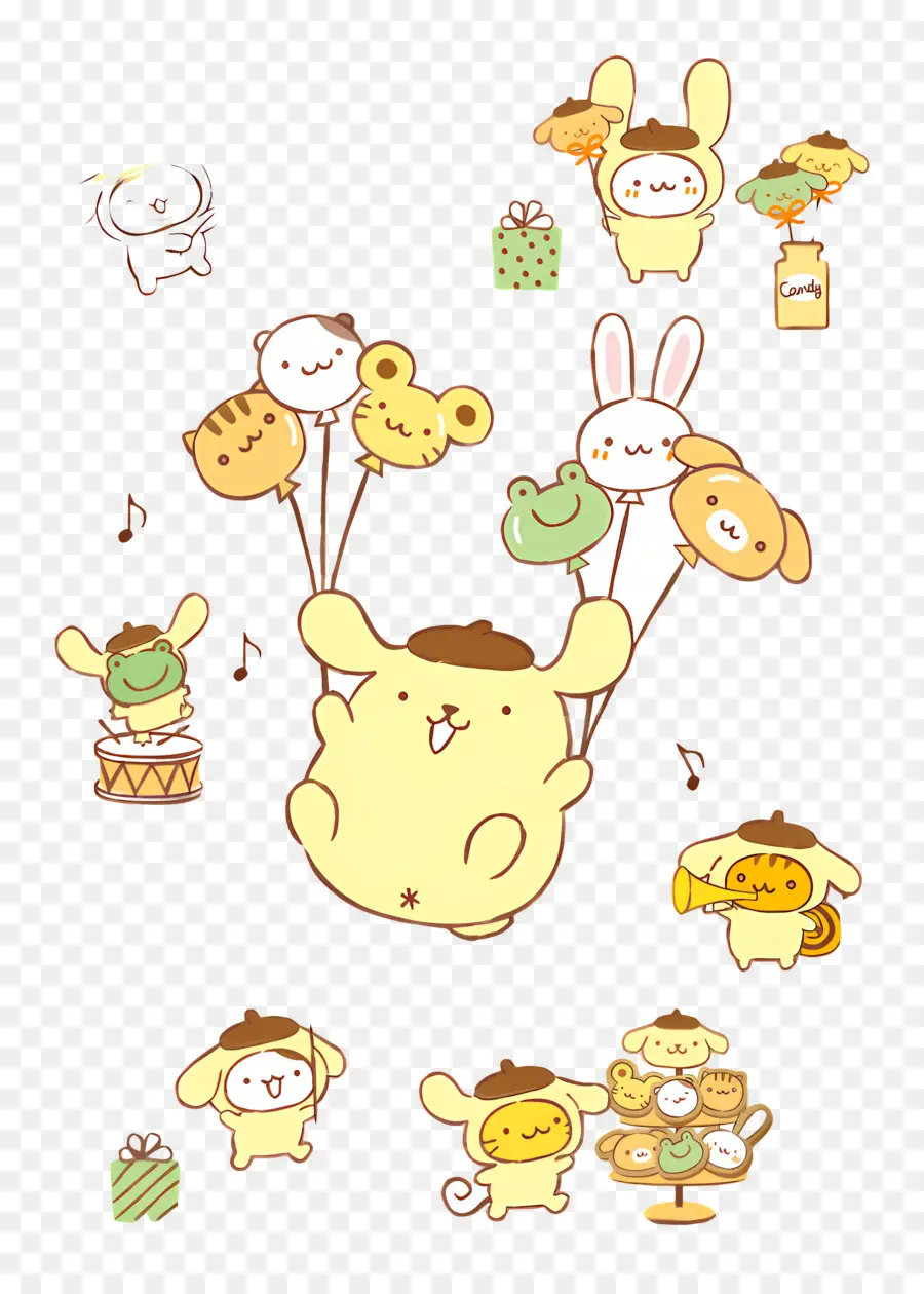 Pompompurin，Anjing Kuning Dengan Balon PNG