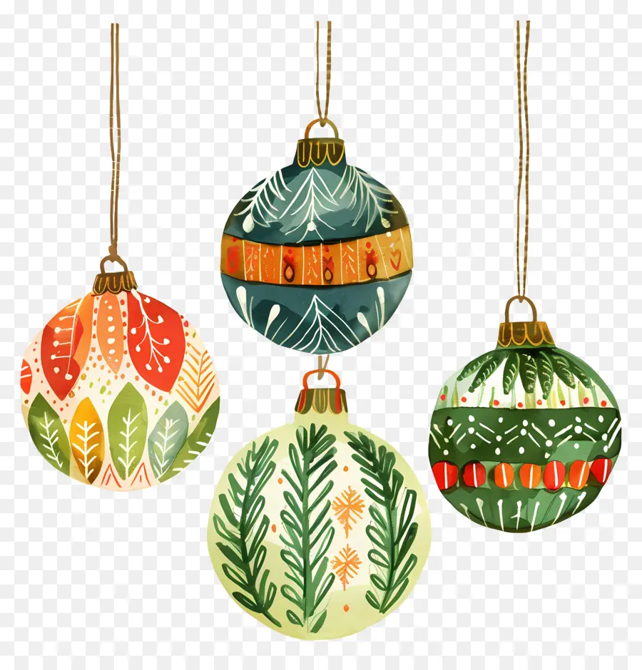 Ornamen Bola Natal，Ornamen Bermotif PNG