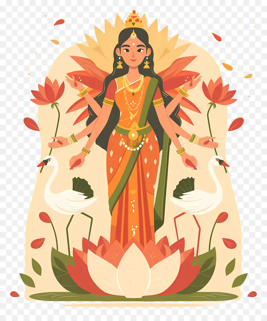 Vasant Panchami，Dewi Dengan Lotus PNG