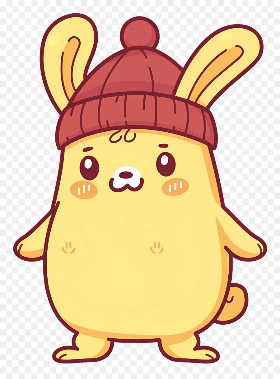 Kelinci Yang Lucu，Kelinci Kuning Dengan Beanie PNG