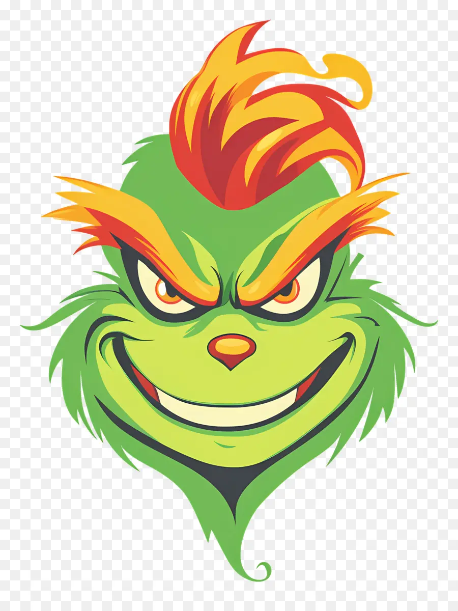 Grinch Natal，Wajah Menyeringai Hijau PNG