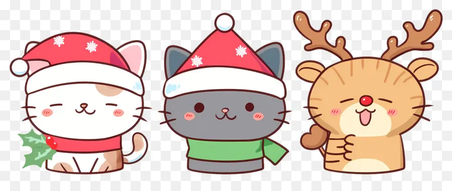 Hewan Natal，Kucing Lucu Dengan Topi Natal PNG