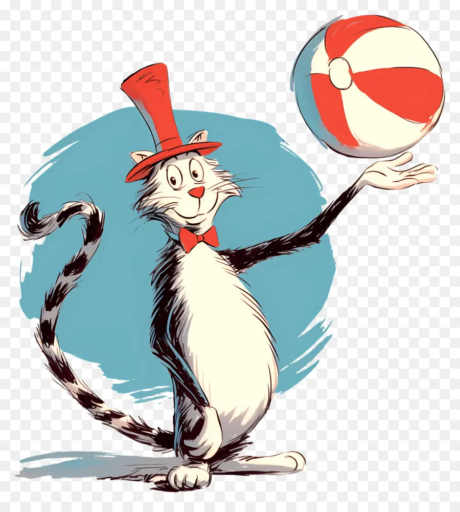 Dr Seuss，Kucing Dengan Topi Dan Bola PNG