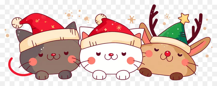 Hewan Natal，Kucing Lucu Dengan Topi Natal PNG