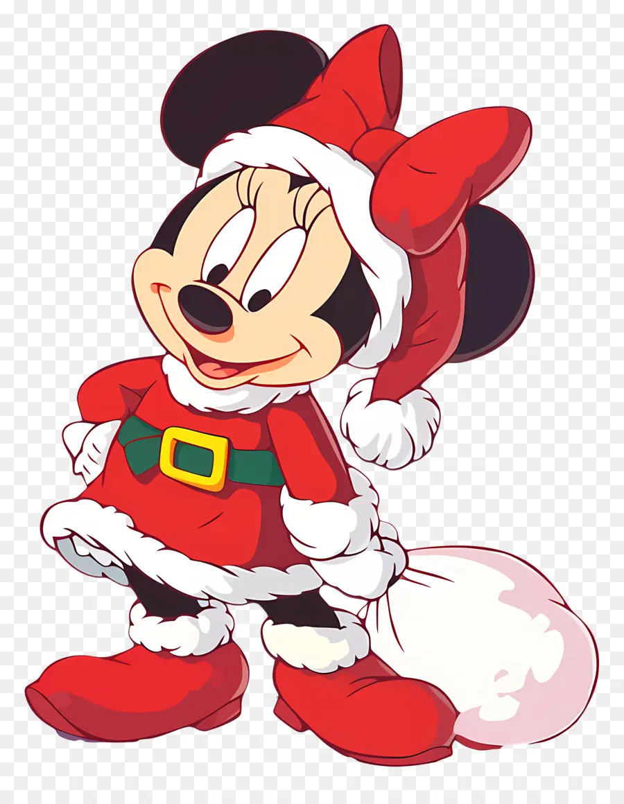 Minnie Tikus，Karakter Dalam Pakaian Santa PNG