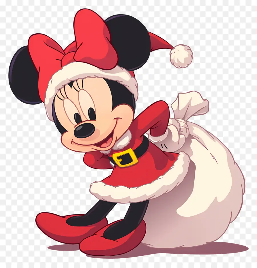 Minnie Tikus，Karakter Dalam Pakaian Santa PNG