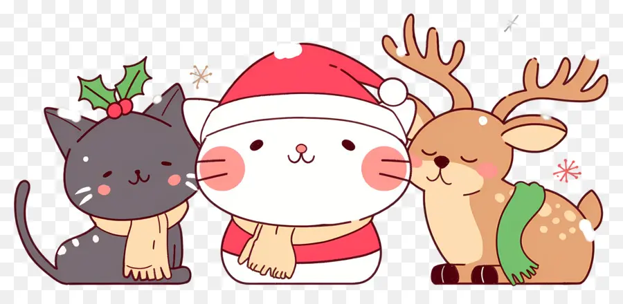 Hewan Natal，Kucing Lucu Dengan Topi Natal PNG