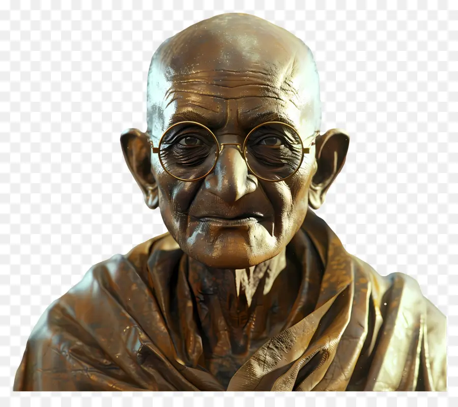 Gandhi Jayanti，Patung Perunggu Berkacamata PNG