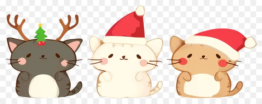 Hewan Natal，Kucing Lucu Dengan Topi Natal PNG