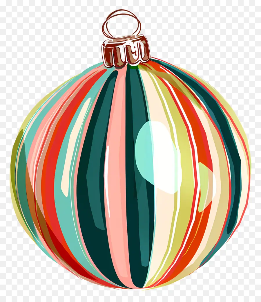 Ornamen Bola Bergaris，Ornamen Berwarna Warni PNG