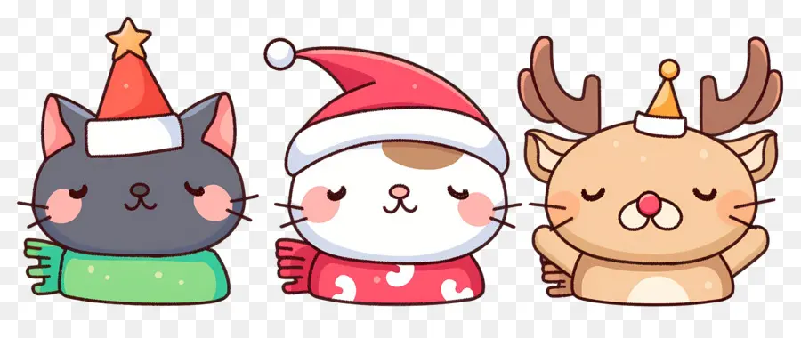 Hewan Natal，Kucing Lucu Dengan Topi Natal PNG