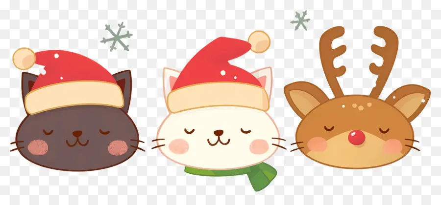 Hewan Natal，Kucing Lucu Dengan Topi Natal PNG