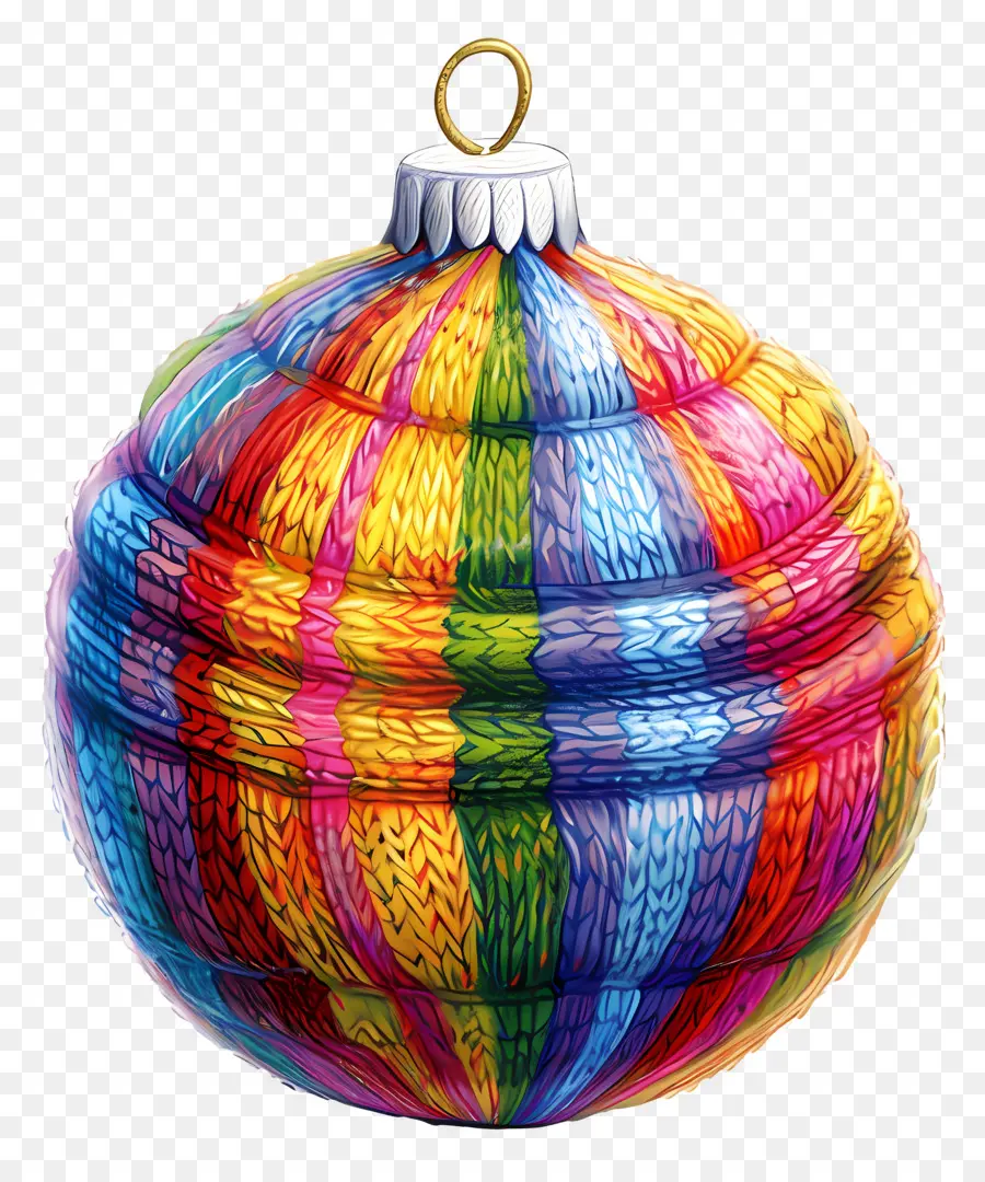 Ornamen Bola Bergaris，Ornamen Berwarna Warni PNG